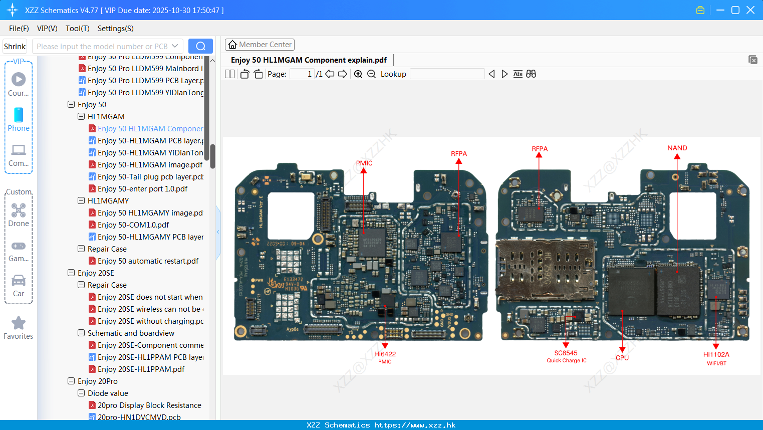 Huawei Enjoy 50 HL1MGAM Component Explain
